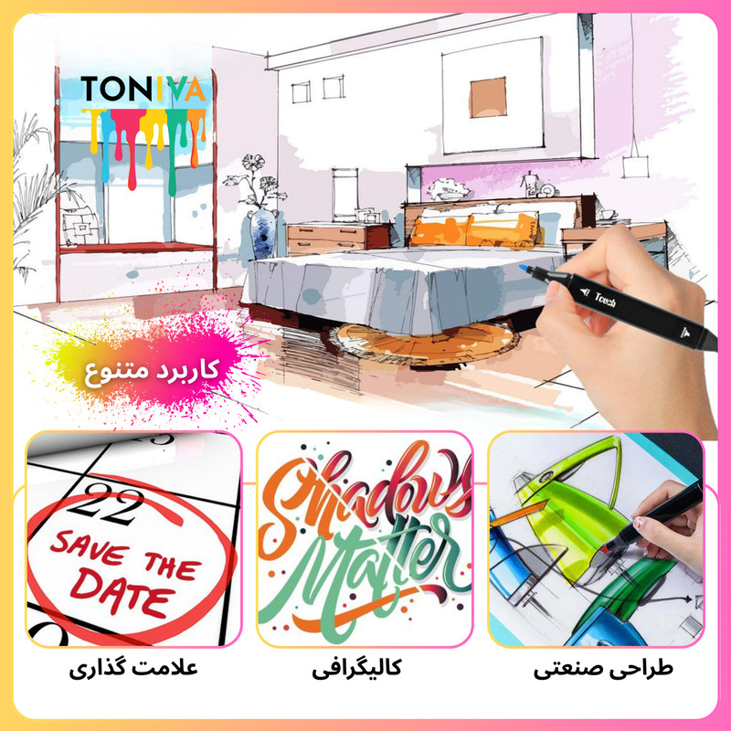ماژیک راندو تونیوا مدل Touch 60 به همراه محلول احیای ماژیک مجموعه ۶۰ عددی - Image 15